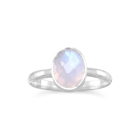 Moonstone Faceted Ring .925 - Click Image to Close